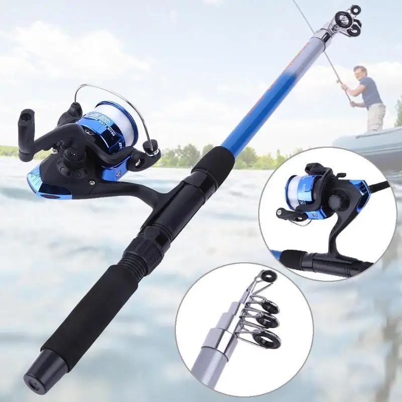 53 قطعة تلسكوبي الصيد رود بكرة كومبو يشبع عدة الصيد قضيب بكرة سلسلة هوك تعويم الرصاص الوزن الصيد معالجة ل فارا دي pesca