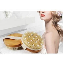 2 в 1, полезная щетка для тела с деревянной щетиной, круглая Массажная щетка для спины, спа-щетка, принадлежности для ванны