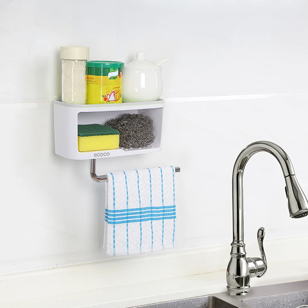 Ecoco Wall Mounted Bathroom Storage Shelve Kitchen Storage Box