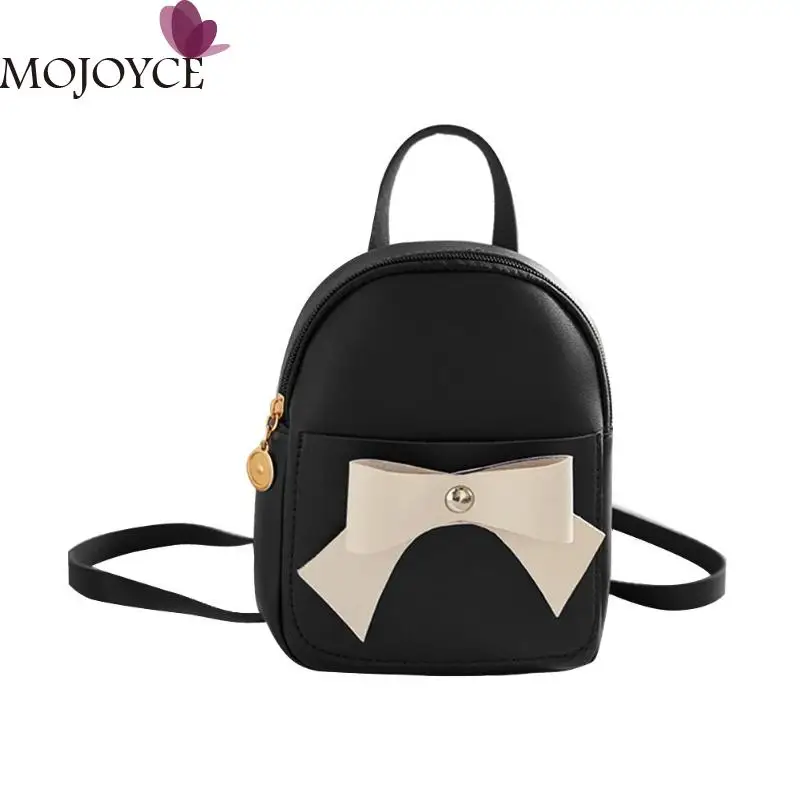 

Girls Mini Cute Simple Bowknot Small Backpacks PU Leather Satchel Women Multifunction Casual Shoulder Bags