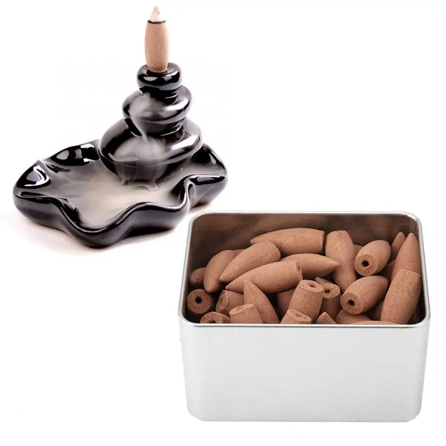 Новые 50 шт./кор. китайский Стиль дым обратный башня Ладан конусов натуральным ароматом сандалового дерева рефлюксный Ладан