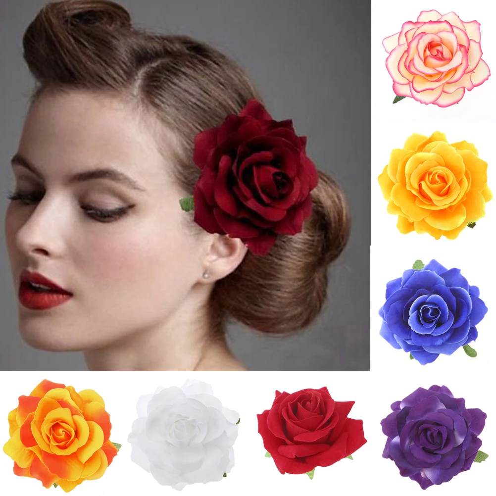 1Pc Artificial Rose Flower Head Photography Props Women Party Wedding Pin Brooch