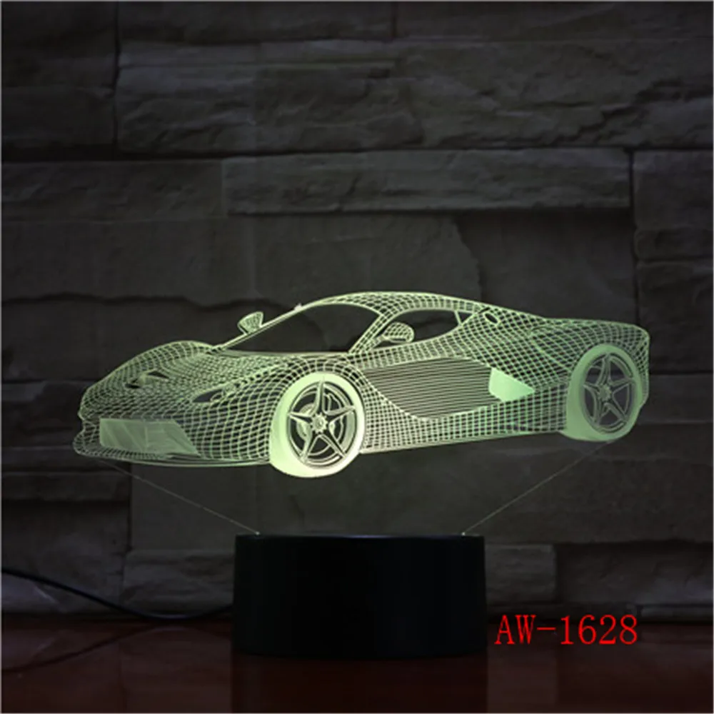 Современный Супер спортивный автомобиль 3D 7 цветов лампа визуальные