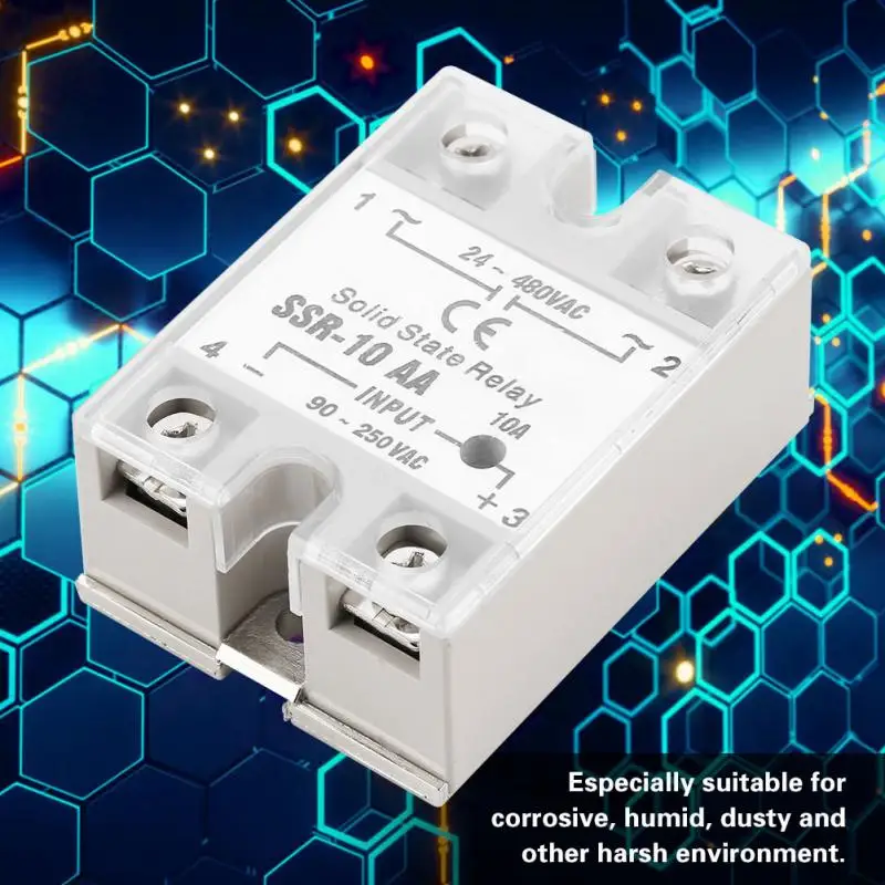 SSR 10 AA 10A твердотельный релейный модуль AC вход 90 250 В выход 24 480 инструмент пластик +