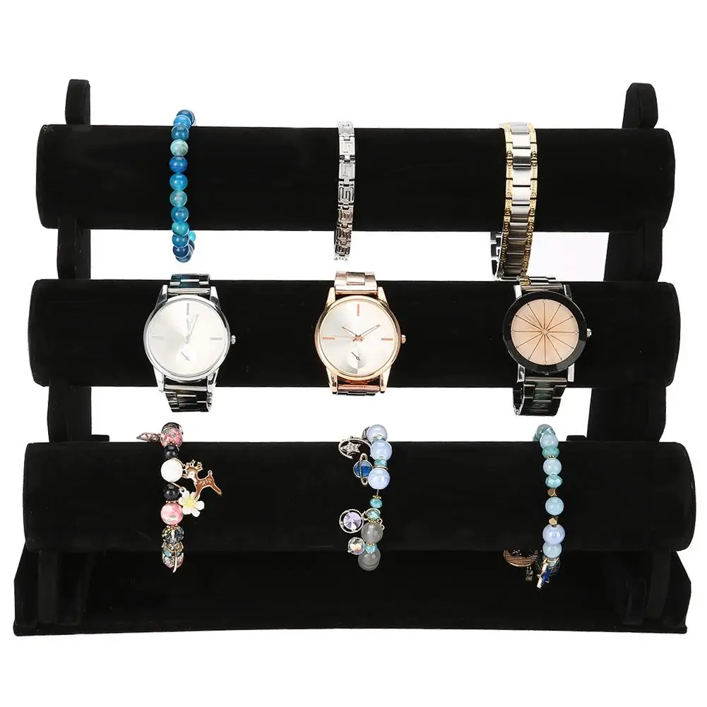 

Three-layers detachable Watch Bracelet Jewelry Display Storage Rack Organizer PVC Bracelet Jewelry Stand Holder for jewelry shop