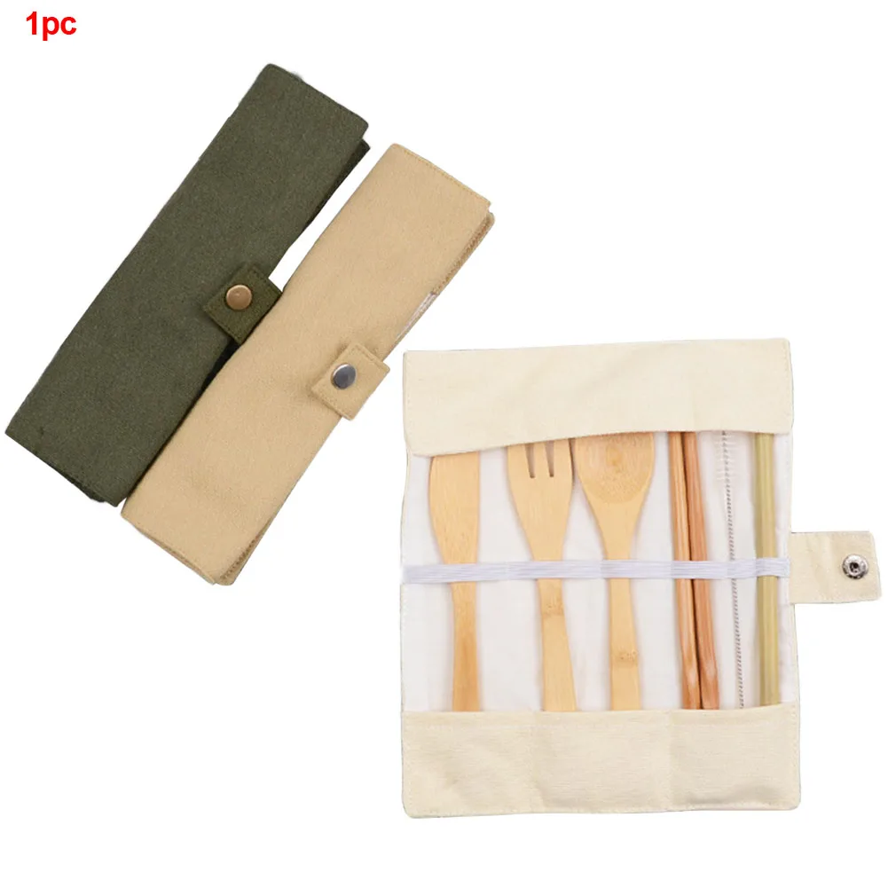 

7Pcs Lightweight Eco-friendly Luxury Polishing Wooden Party Dinnerware Cutlery Set Portable With Bag Japanese Style Fork Outdoor
