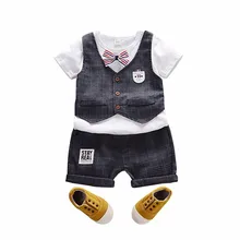 Summer Children Boy Clothes 2019 Sets Kids Lattice Bow Tie Short Sleeves T-Shirt Shorts 2pcs Toddler Suits Shorts Child Clothing Summer Children Boy Clothes 2019 Sets Kids Lattice Bow Tie Short Sleeves T-Shirt Shorts 2pcs Toddler Suits Shorts Child Clothing