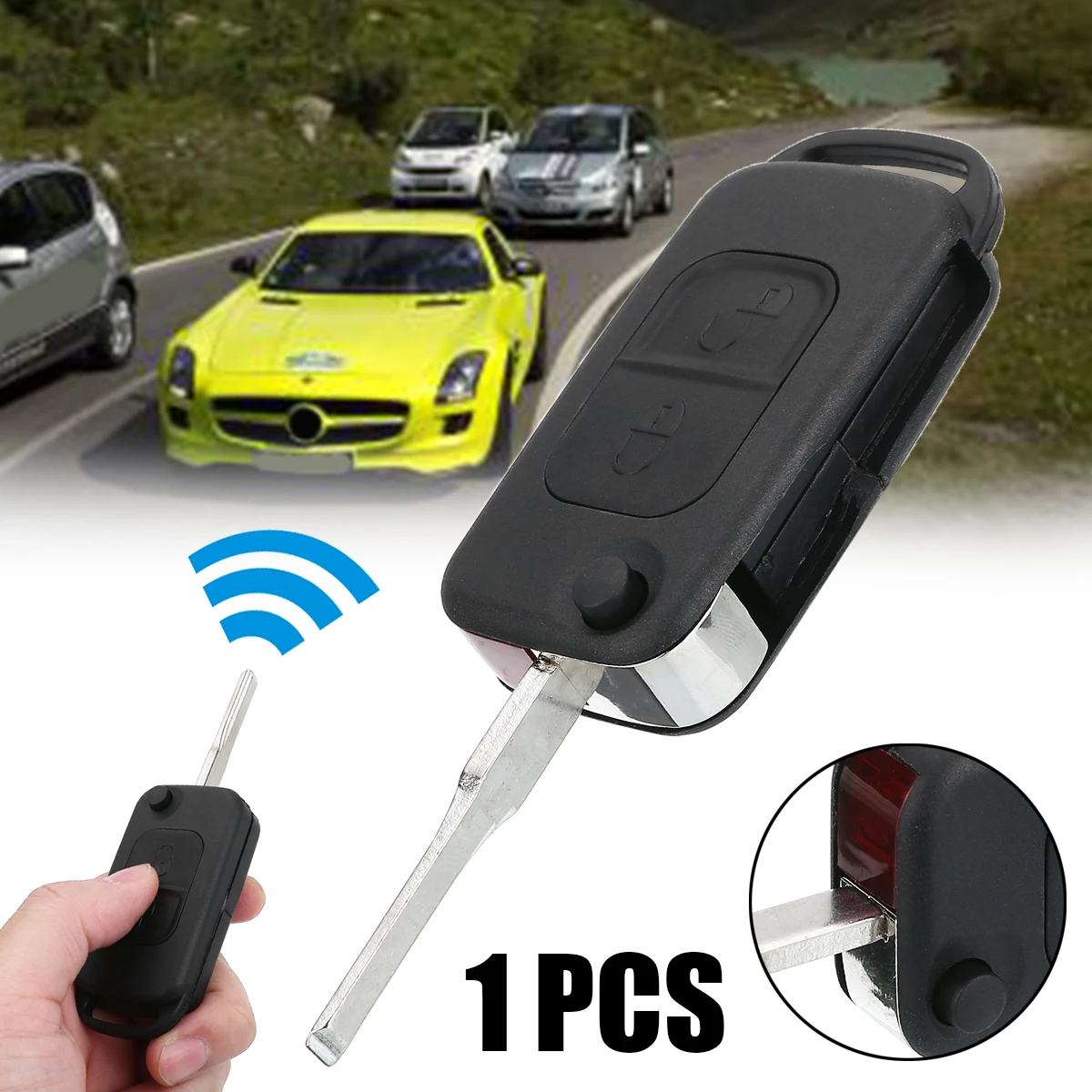 

For Mercedes Benz 1pc 2 Button Folding Design Key Shell Foldable Flip Remote Key Fob Case Shell Support W168 W202 W203 W210 W461