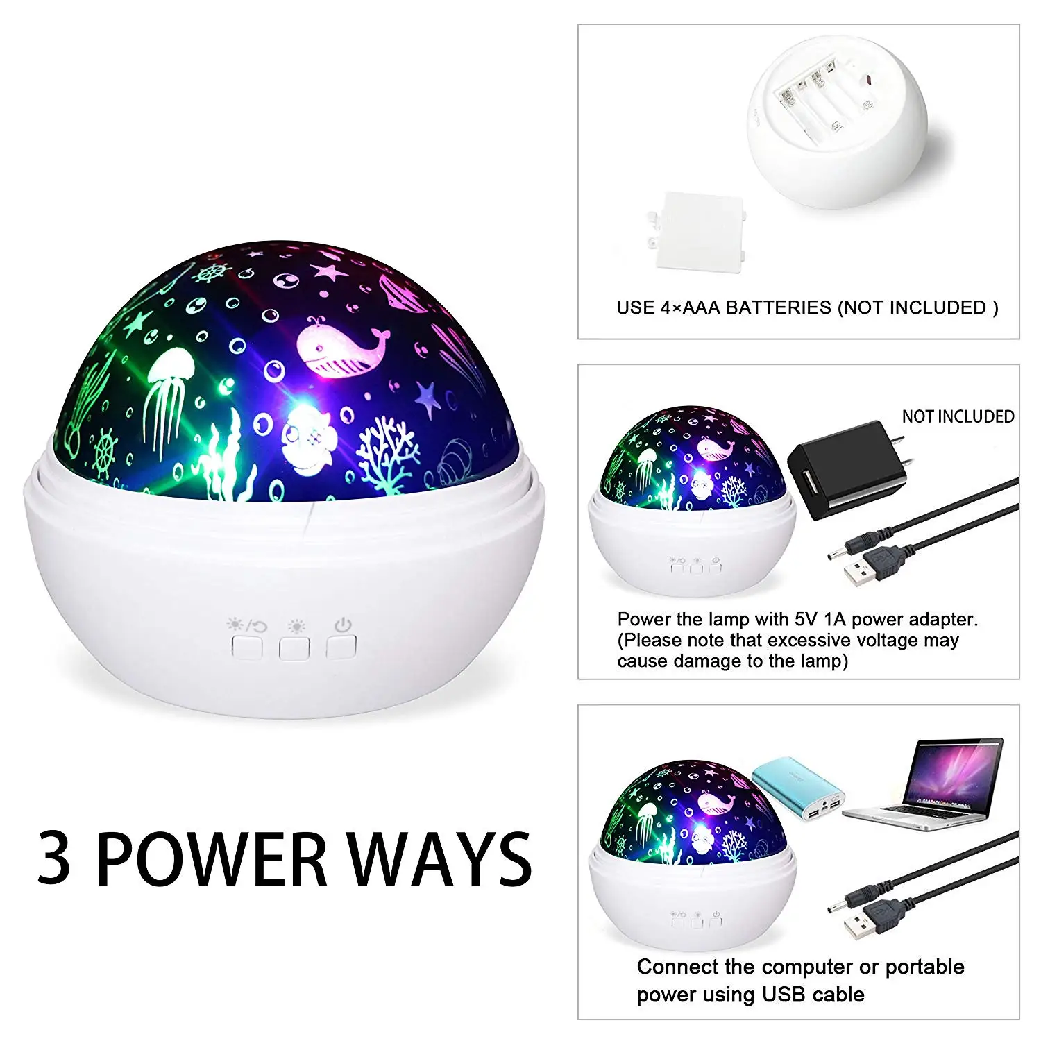  Star Projector Light Night Lamp Romantic Rotating Sea Animals Star Moon Cover Projector Night Light - 32992899418