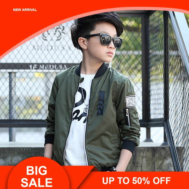 

Spring Autumn Jackets for Boy Coat Bomber Jacket Green Boy's Windbreaker Winter Jacket Kids Children solid Jacket