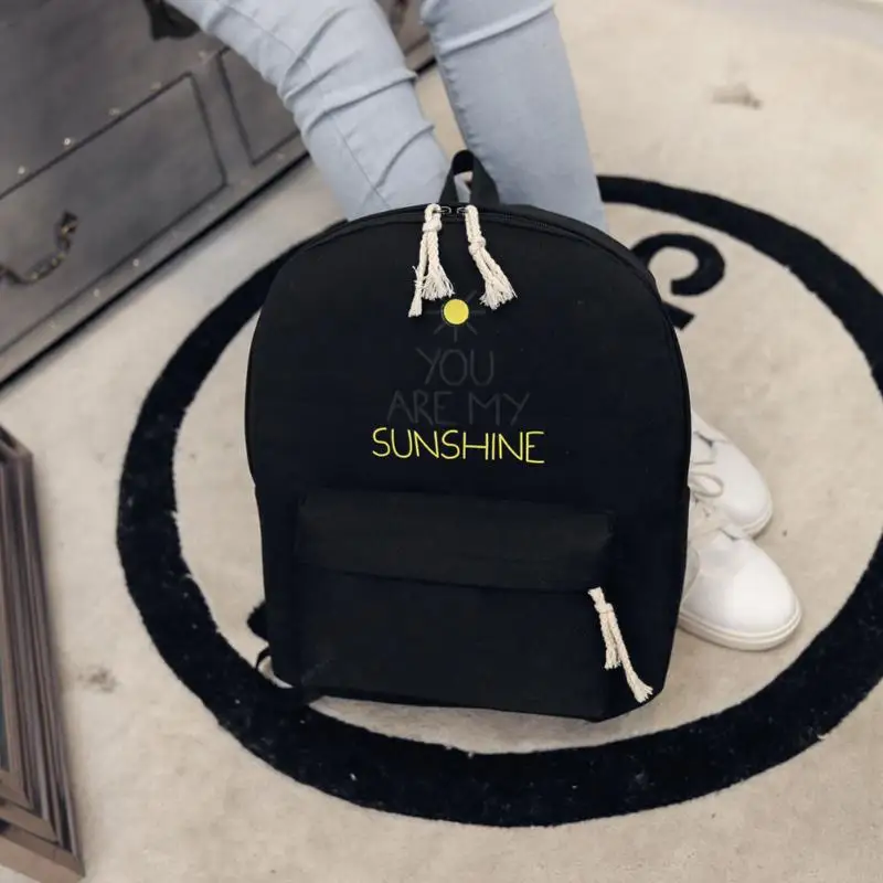 

Fashion Canvas Letter Printing Backpack Preppy Style School Bag Teenager School Backpacks Women's Leisure Travel Canvas Bags