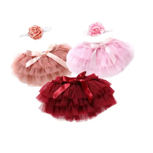 Милая многослойная балетная юбка-американка для новорожденных девочек, трусики бальное платье, юбка-пачка+ головной убор, 2 предмета