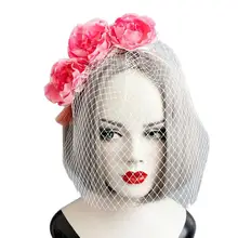 1 шт., повязка на голову, Ретро стиль, вуаль, кисточка, искусственный цветок, аксессуары для волос, обруч для волос, повязка на голову, клипсы для волос, вечерние, свадебные, на день рождения
