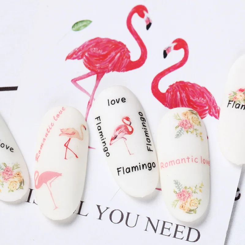 

1pc Flaminggo Nail Sticker Animal Water Decals 3D Manicure Sticker Nail Art Decoration Beauty Makeup Tools