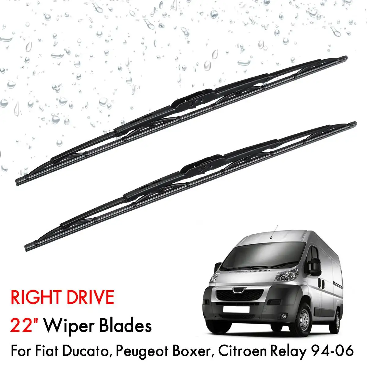 

2Pcs 22"+22" Car Front Windscreen Wiper Blades For Fiat Ducato for Peugeot Boxer for Citroen Relay 1994-2006