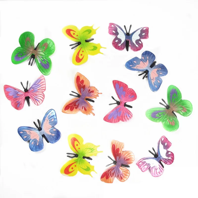 

12pc Plastic Butterfly Bug Insect Animal Figures Model Kids Party Bag Filler Toy