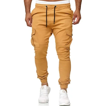

Mens Slim Spaghetti Strap Elastic Waist Pockets Cargo Pants Sport Long Trousers Tracksuit Gym Fitness Workout Joggers Sweatpants