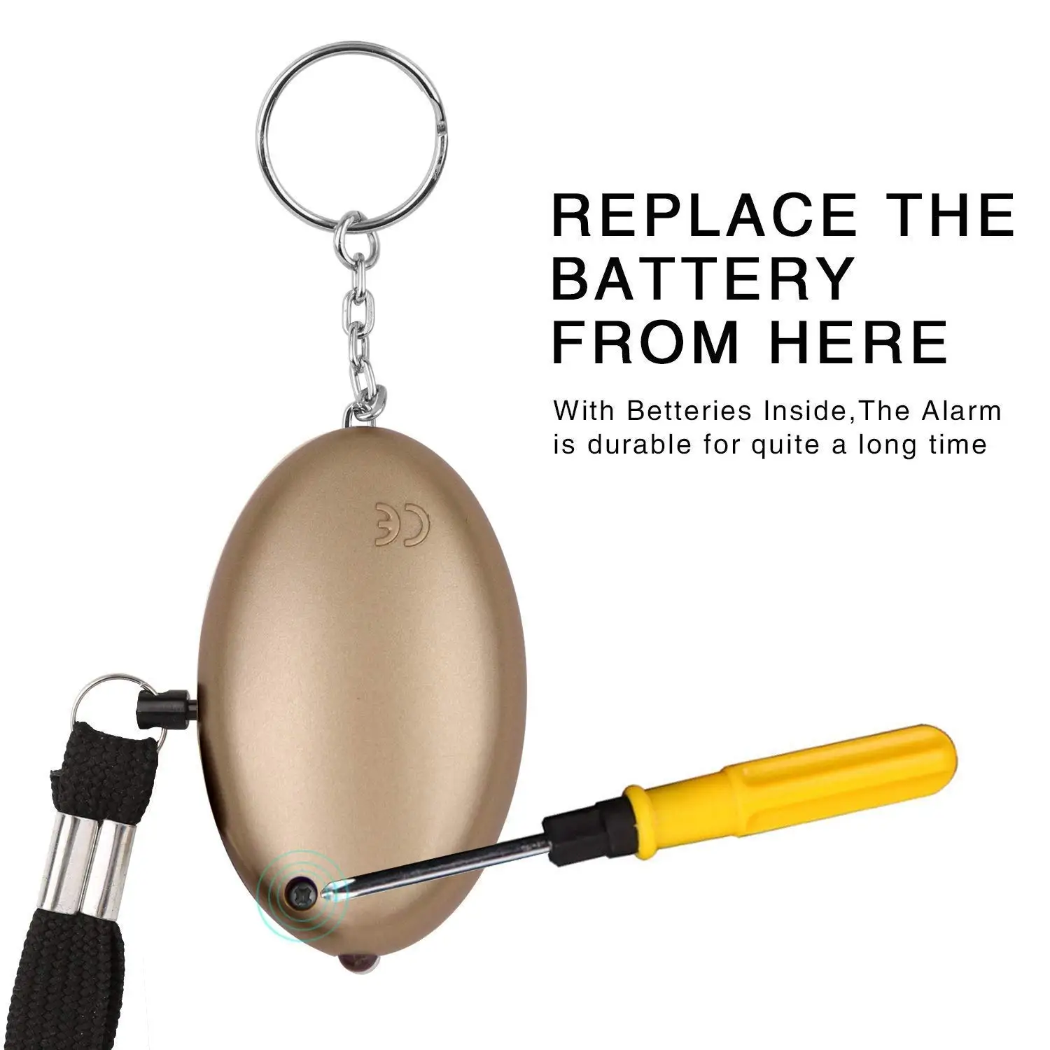 Personal Alarm, Emergency Security Alarm Keychain with Mini LED Light