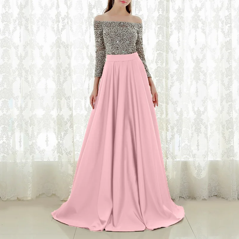 

elegant princess Women dress Off Shoulder Evening Formal Party pink black Dresses femme jurkjes