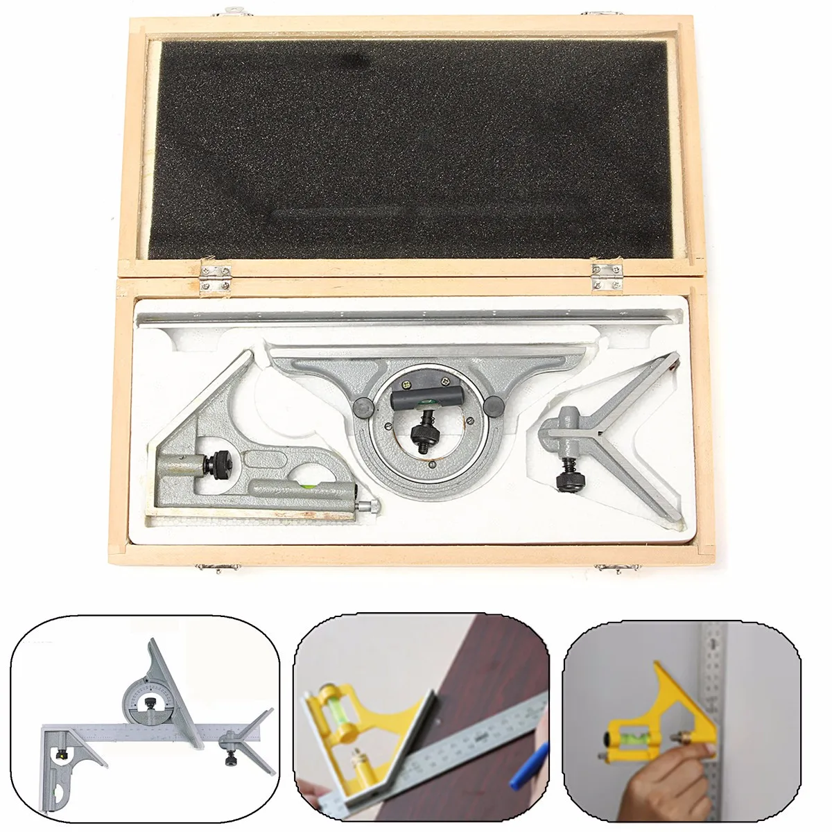 

Combination Square Set Protractor 180 Degrees With Angle Finder Ruler Measuring