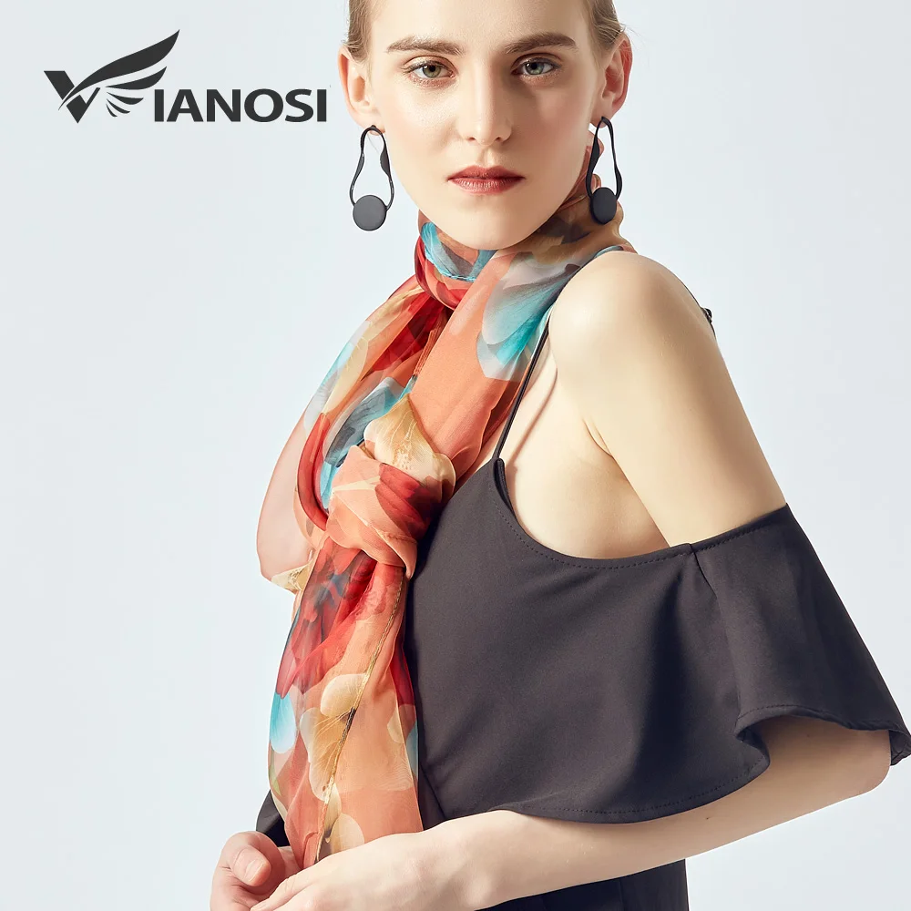 

[VIANOSI] Women scarf fashion print silk scarves for ladies large size beach stoles luxury hijabs brand bandana