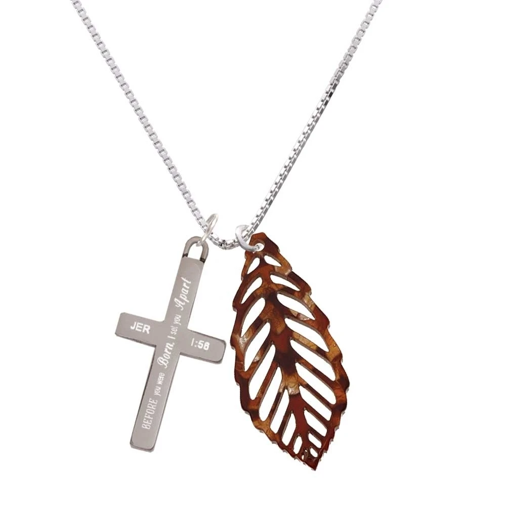 Acrylic Large Leaf Pearly Brown - I Set You Apart Cross Necklace | Украшения и аксессуары