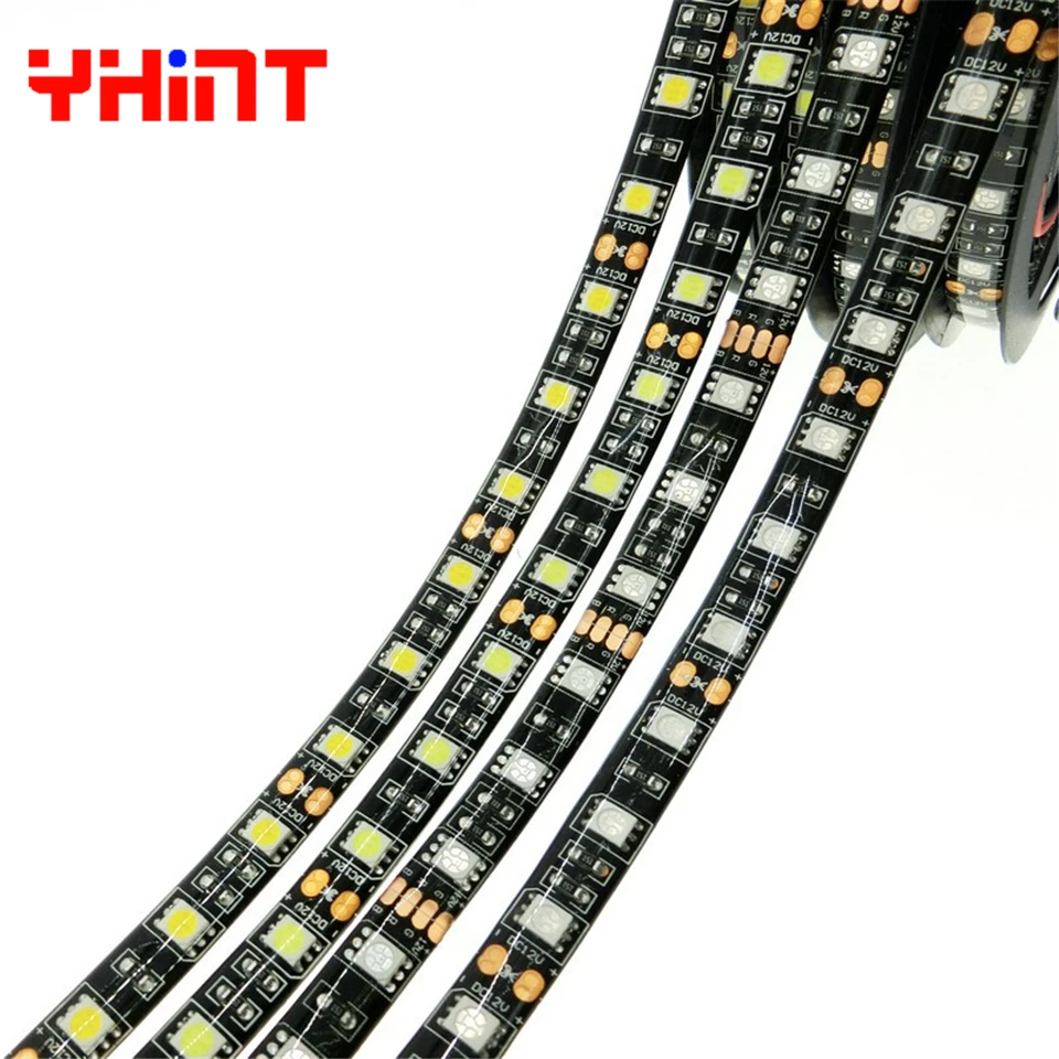 DC12v СВЕТОДИОДНАЯ лента SMD 5050 RGB белая гибкая светодиодная Черная печатная плата IP20