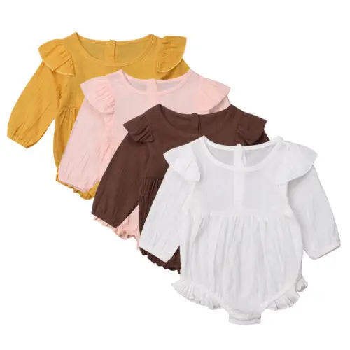 

Newborn Baby Girl Long Sleeve Romper Ruffle Jumpsuit Set Outfit Clothes