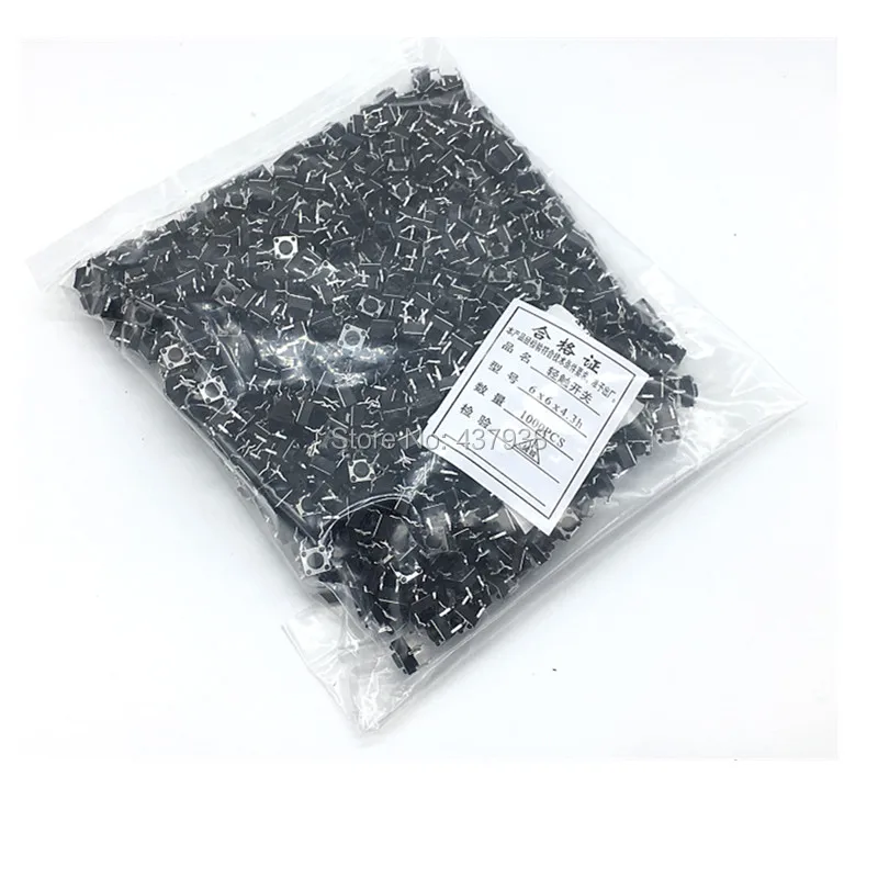 

1000pcs 6*6*4.3MM Tact Switch Tactile Switch Micro Switch 6x6x4.3MM Push button Switch 4pin