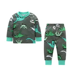 Для новорожденных Детский спортивный костюм для маленьких мальчиков одежда динозавров свитер с длинными рукавами Топы с длинными штанами