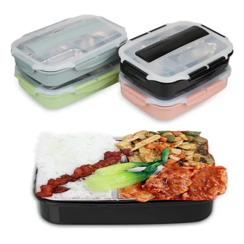 

HOOMIN Cutlery Bento Box Lunch Box Picnic Office School Microwave Heating Large-capacity Food Container Stainless Steel