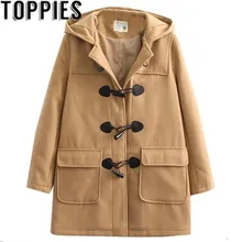 Зимнее шерстяное пальто с капюшоном в японском стиле мори для девочек, винтажные зимние куртки с роговыми пуговицами, Jacke Manteau Femme Hiver