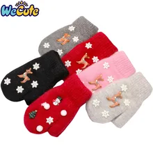 Wecute/Новинка; зимние детские перчатки с героями мультфильмов; Рождественская Снежинка; двойные теплые утолщенные варежки для маленьких девочек; перчатки для От 2 до 6 лет