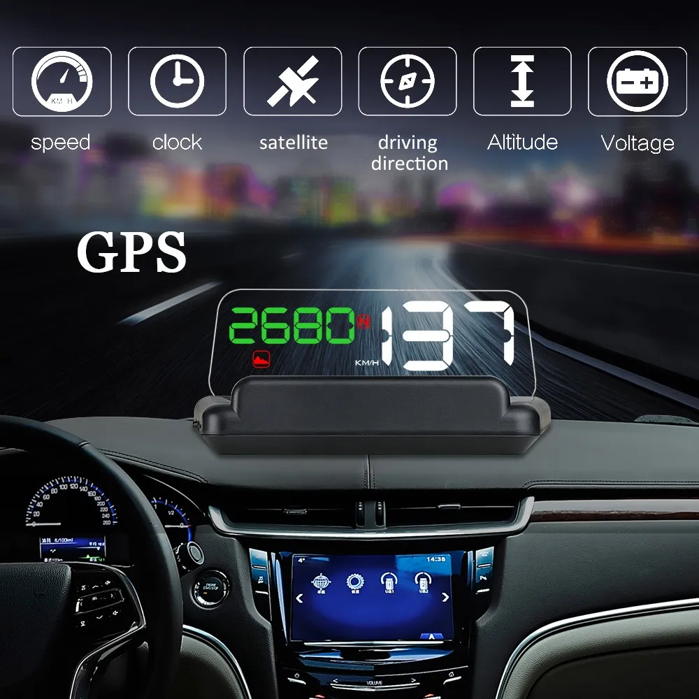 

T900 HUD Car GPS Head-up Display 5 inch Virtual HD Reflection Board HUD Speed / Driving Distance / Time Display / Voltage