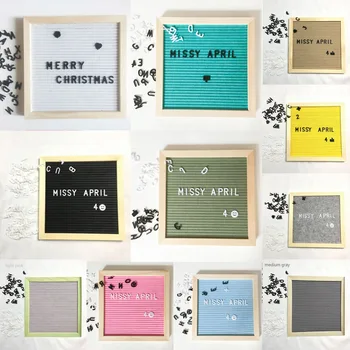

Cute Wooden Frame Decoration Felt Letter Board Changeable Symbols Numbers Characters Message Boards for Home Office Decorative
