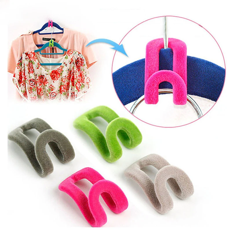 

10PC Plastic Flocking Hook Multifunctional Portable Hooks Clothes Bags Hangers Drying Racks Wardrobe Storage Rack Random Color