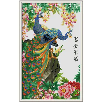 

Wealth peacocks Diamond Embroidery Full Display Diamond Mosaic Diamond Painting Diamond Embroidery Animal Home Decoration
