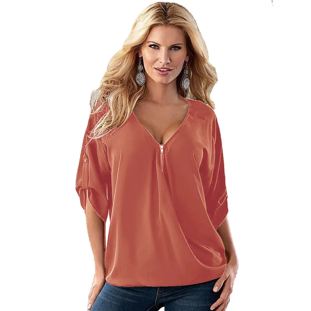 

2019 Loose Temperament Plus Size Blouse Women Blusas Half Sleeve Versatile Blusa Fashion Womens Tops and Blouses Chiffon Shirt