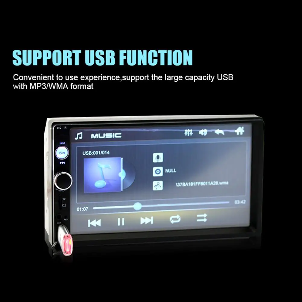 

BEESCLOVER 2 Din Car Video Player 7" HD Player MP5 Touch Screen Digital Display Bluetooth Multimedia USB Car Radio rNO