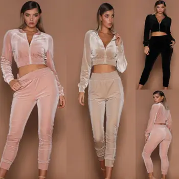 

Spring Two Pieces Women Sweatshirt Pants Hoodies Sets Sport Wear Tracksuit Velvet Lounge Causal Suit Hot