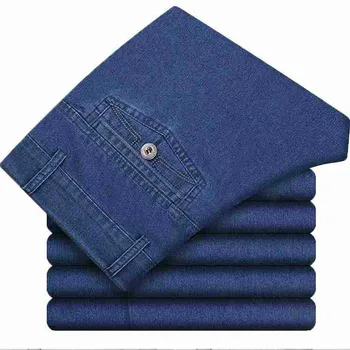 

#1401 Dad jeans men Straight Loose Middle-aged Business jeans homme Smart Casual High waist jeans Loose Stretch Plus size 30-46