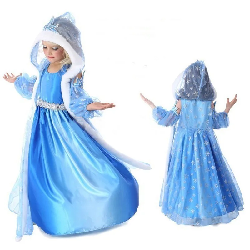 

Elza Cosplay 2019 Snow Queen Elsa Dresses Frozen Princess Anna Dress for Girls Costumes Kids Girls Clothing Costume