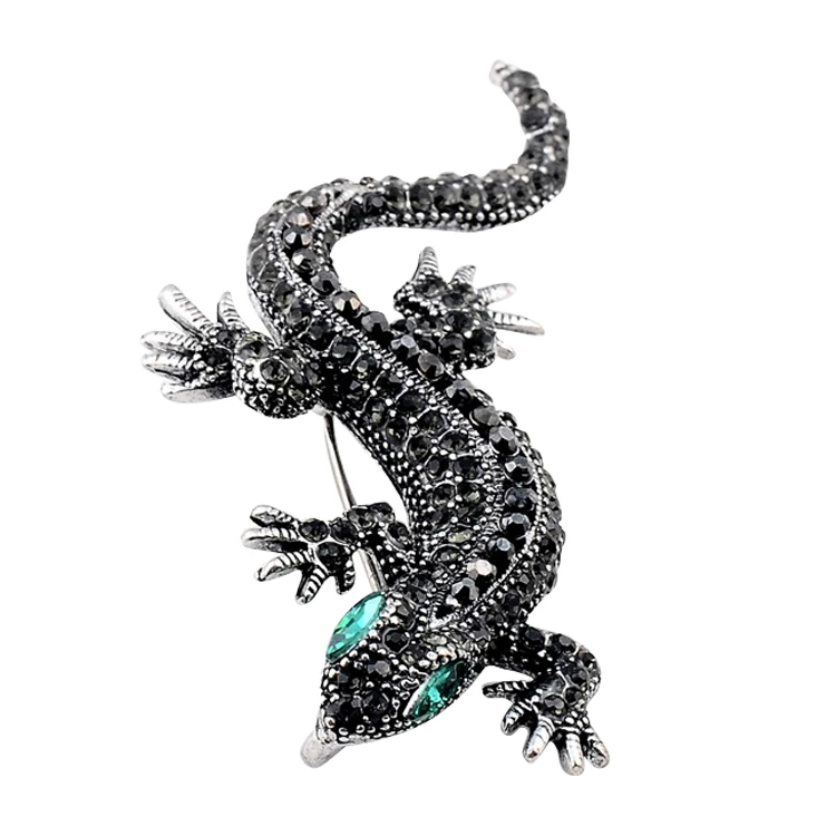

Pins Lizard Brooch for Women's Shirt Cute Silver Gifts Fashion Jewelry Metal Cute Pin Set Enamel Rhinestone Jewelry Gecko Wicc