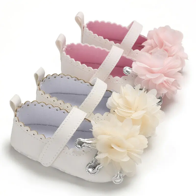 

0-18M Cute Infant Newborn Baby Girl Flower Crib Prewalker Soft Baby Shoes