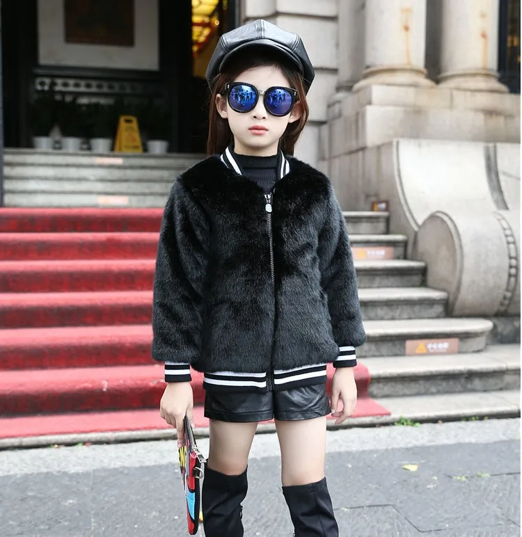 

10008 Boy &Girl Jacket Coat Wool Sweater Winter Spring Autumn Baseball Uniform Leisure Short Imitation mink fur clothing
