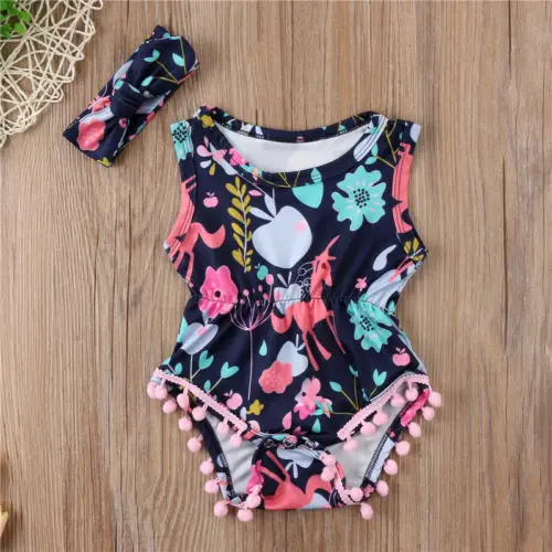 

PUDCOCO Newborn Baby Girls Unicorn Cartoon Romper Bodysuit Jumpsuit Outfits Clothes Set Support wholesale