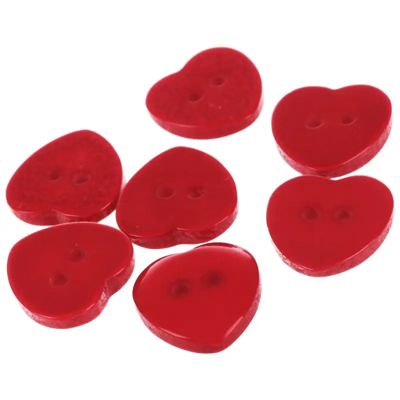 

200pcs Bulk Plastic Heart Button Lots 11mm Sewing Craft Cards DIY color: Red