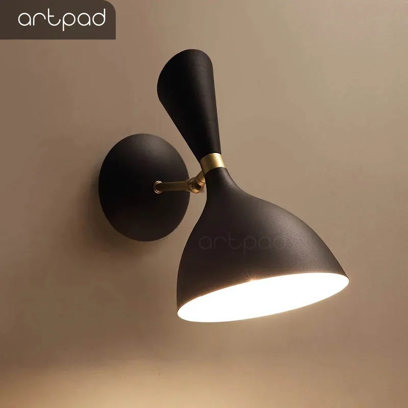 

Artpad Simple Creative E14 LED Wall lamp Black White Bedside Decoration Lighting Fixture Study Aisle Stair Wall Sconces Lamp