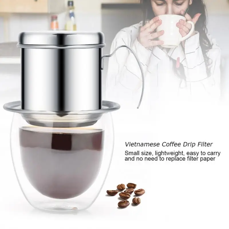 

Stainless Steel Coffee Filter Reusable Vietnamese Drip Coffee Filter Maker Pot Infuser For Office Home Traveling 2018