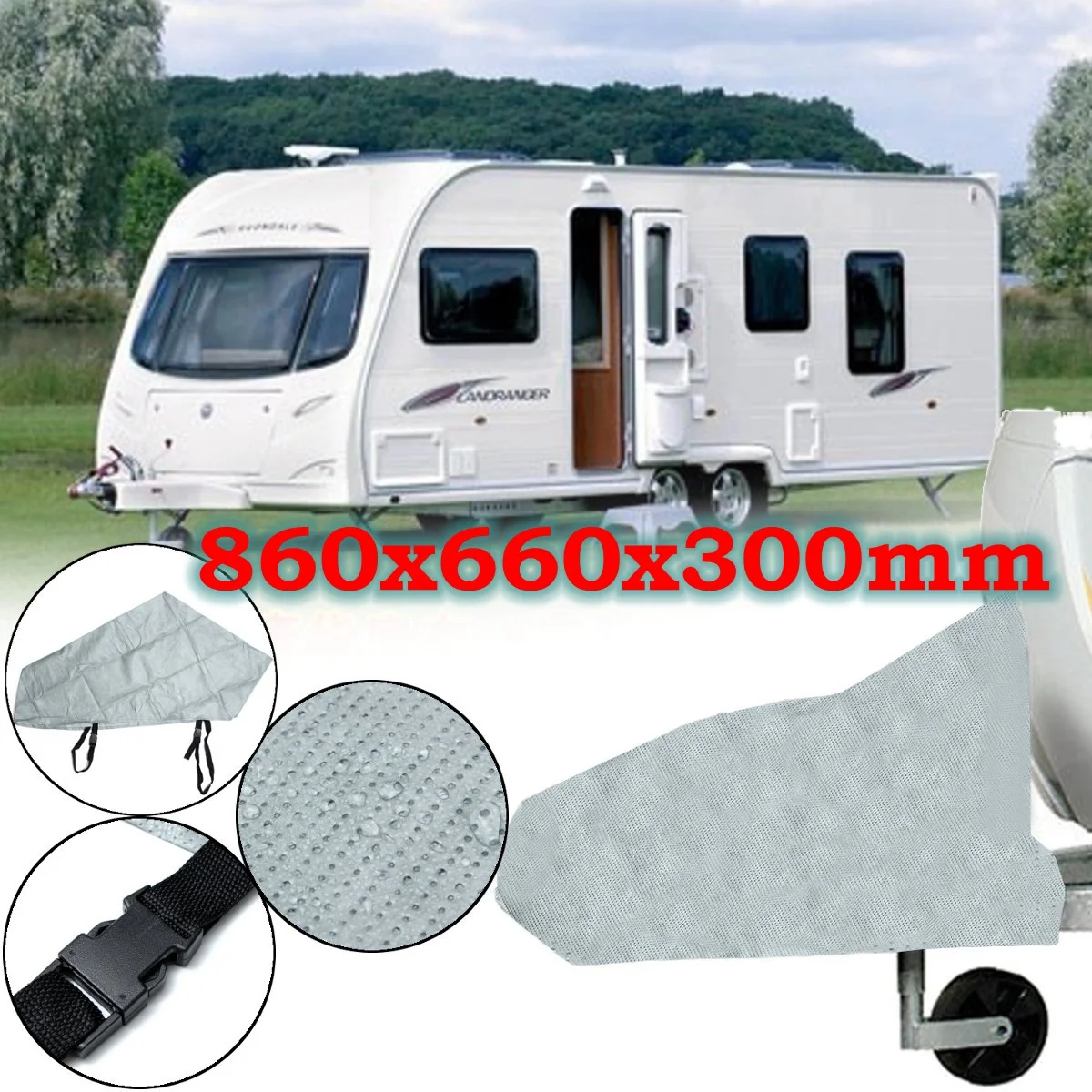 

86x30x66cm Caravan Tailer Towing Hitch Coupling Lock Cover Waterproof Dust Protect
